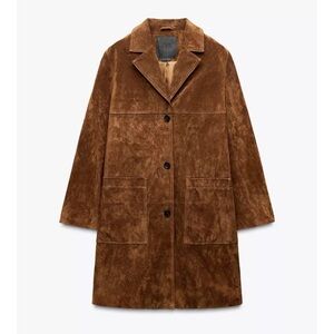 Zara Collection Suede Trench Coat in Tobacco